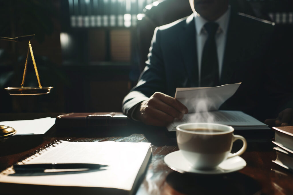 front-view-lawyer-working